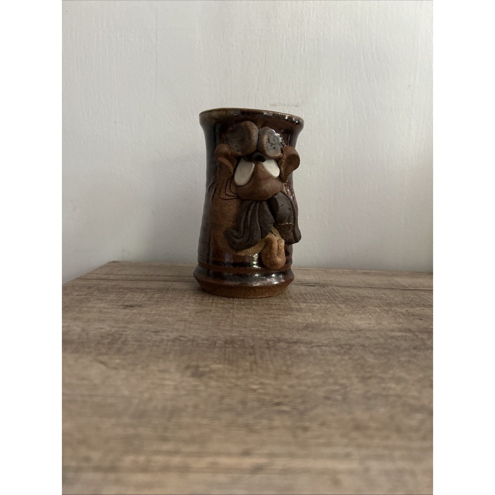 Vintage Mahon Art Pottery Funny Face Mug Stoneware Man w/ Bewildered Expression